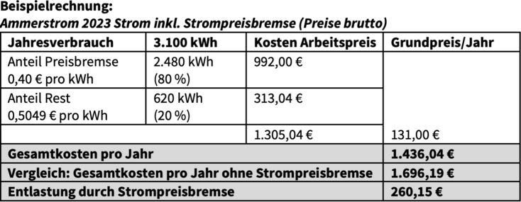 Beispielrechnung Strompreisbremse Gemeindewerke Ammerbuch